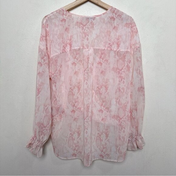 Allsaints Womens 4 Snake Print Wrap Sheer Pink Blouse - Picture 14 of 14